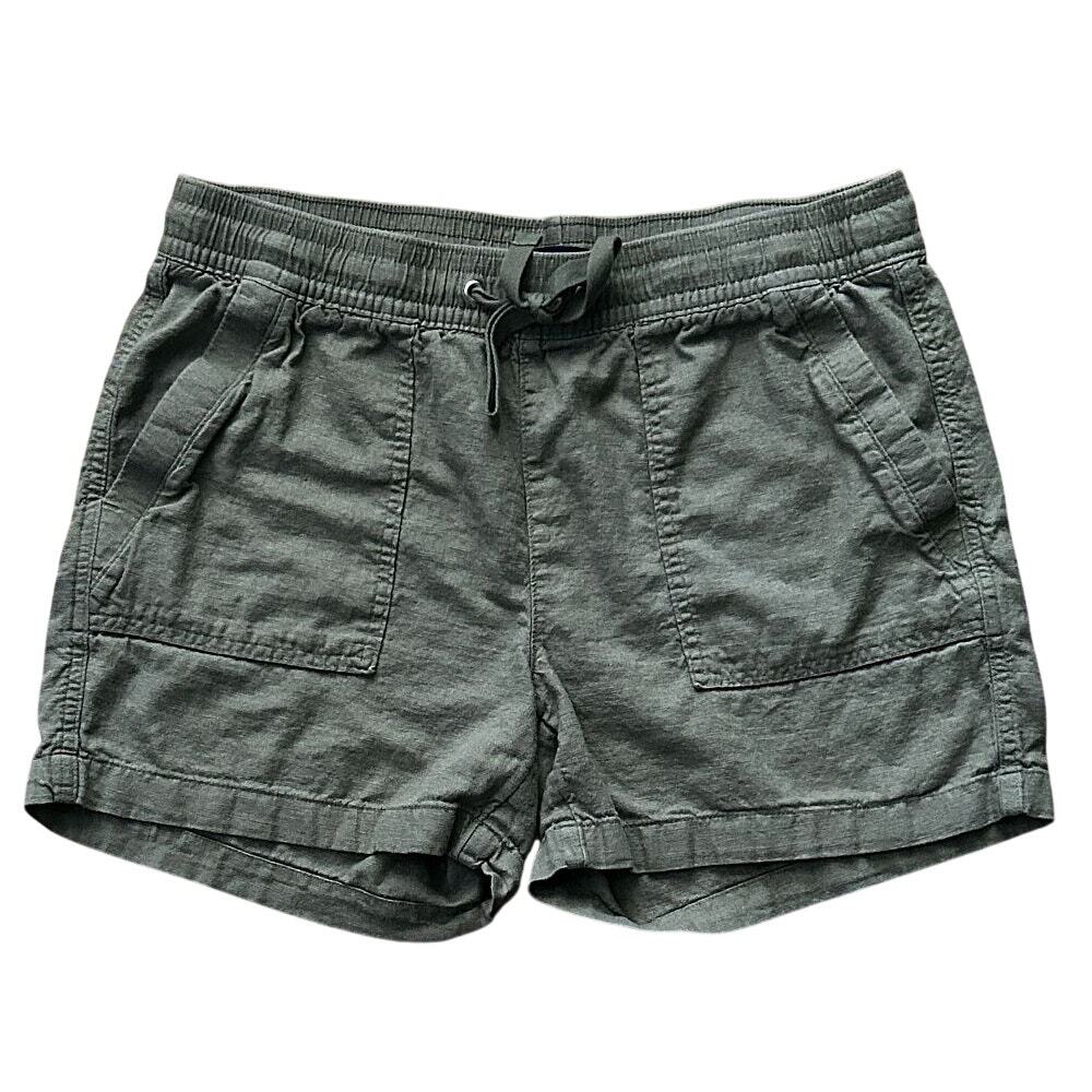 Nautica Linen-Blend Olive Green Pull-On Shorts Medium